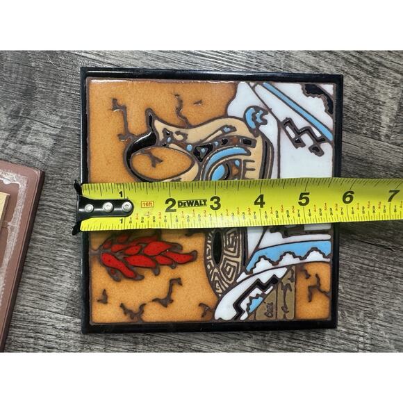 Vintage Earthtones Southwestern Art 6” Tiles Set 1990s Hand painted KRIT - Picture 10 of 11